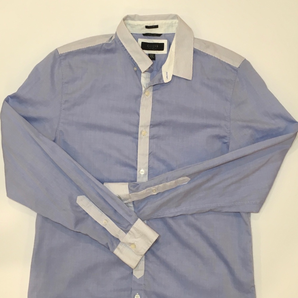 Guess Blue Stripped Dress Shirt - L